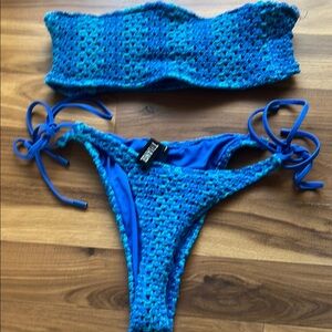 Triangl Blue Crochet Bikini Set small